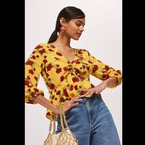 Floral Print Keyhole Blouse